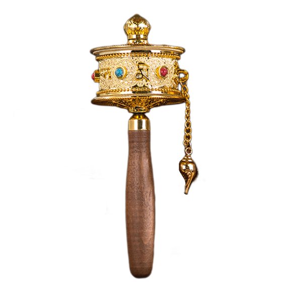 Misright Buddhist Hand-Cranked Prayer Wheel Prayer Double Wheel