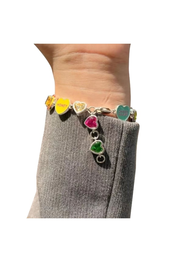 Candy Color Bangle Enamel Drop Oil Wrist Chain Love Heart Bracelet Y2K Style