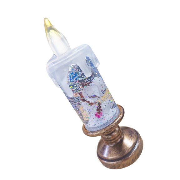 Misright Christmas Candle Light Simulation Snow Globe Lamp with Whirling Snow Effect