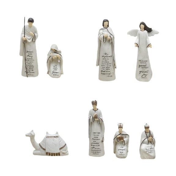 Misright Christmas Nativity Figurines Nativity Scene Statue with Stable Holy Family