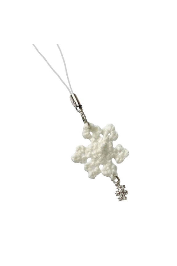 Crochet Snowflake Keychain Winter Holiday Phone Charm Women