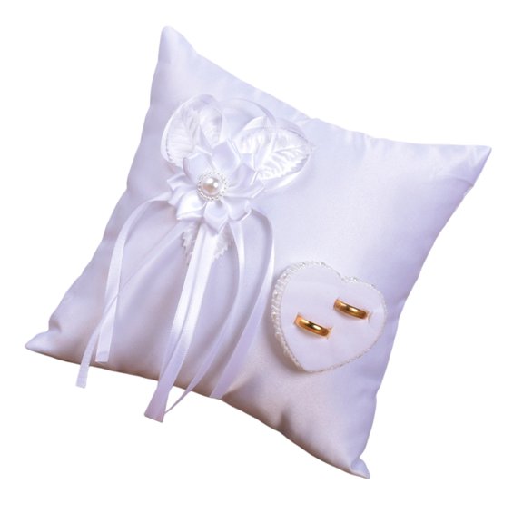 Misright Cushion White Rings Bearer Pillow for Flower Wedding Commitment Prom Party Decorations