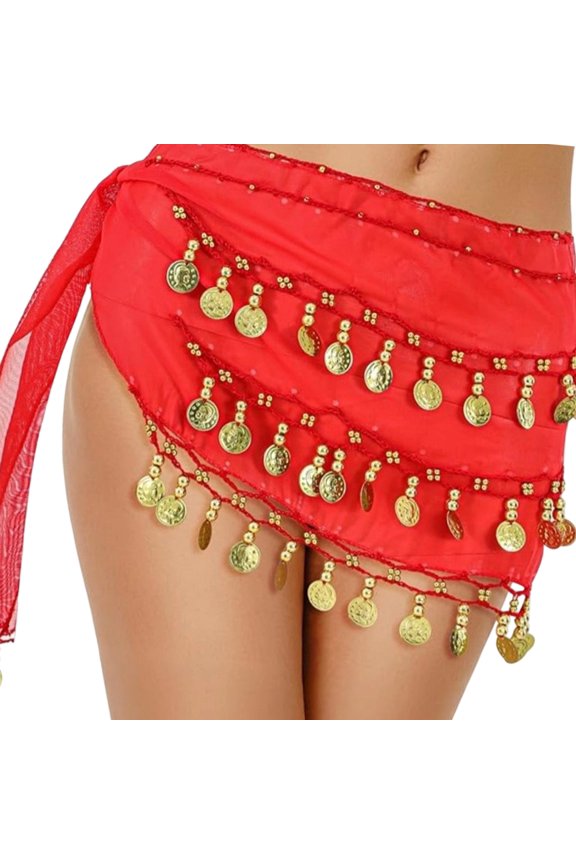 Dance Hip Chain Breathable Chiffon With Musical Metallic Embellishments