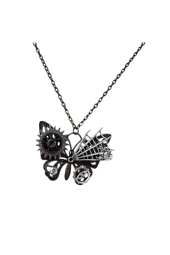 Elegant Gothic Steampunk Butterfly Pendant Statement Adjustable Necklace Gift