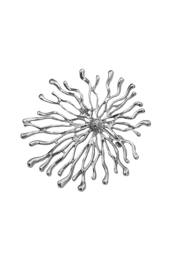 Elegant Sun Goddess Embossed Brooch In Gold And Silver Zinc Alloy Design