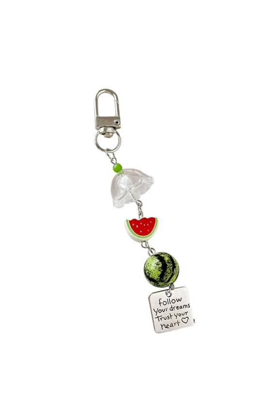 Elegant Watermelon Theme Resin Key Holder Fashionable Beaded Key Ornament