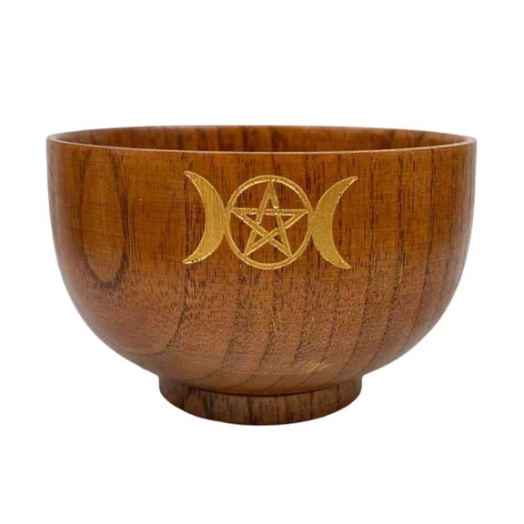 Misright Elegant Wooden Bowl Altars Decoration for Mystical Crystal Storage Ritual Tableware