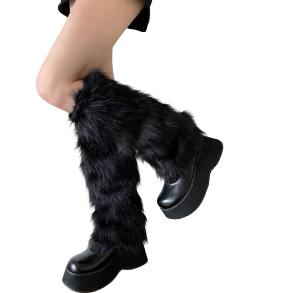 Misright Faux Furs Leg Warmers For Women Thermal Fleece Calf Socks Winter Accessories