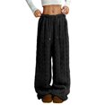 thumbnail image 1 of Misright Fuzzy Plush Pajama Pants Drawstring Elastic Waist Wide Leg Pj Bottoms Gift, 1 of 10