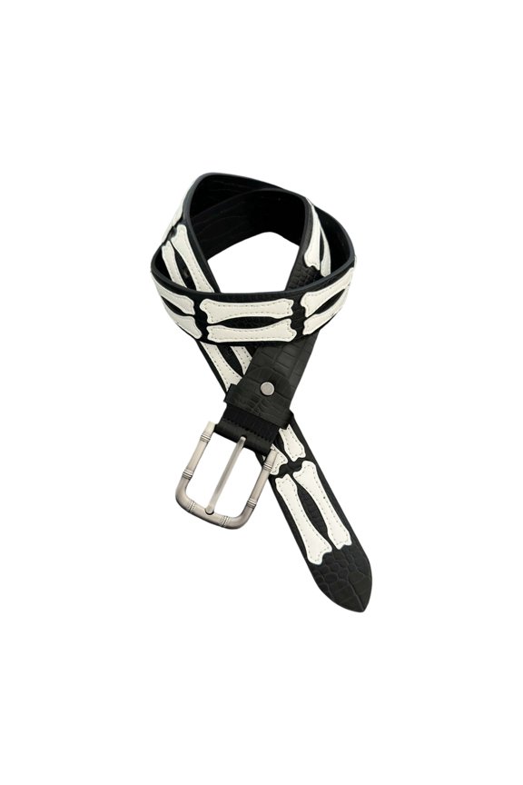 Gothic Spliced Bone Design PU Waist Belt Adjustable Waist Accessory