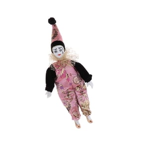 Misright Hand Painted Ceramic Clown Doll Figurine Nostalgic Home Halloween Decoration