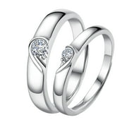Misright Heart Shape Couple Rings Adjustable Lover Rings Friendship Matching Ring Gift