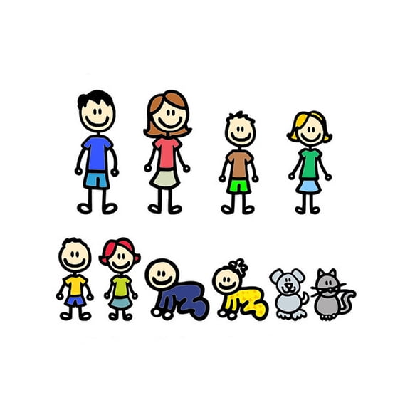 Misright Humorous Family Vehicle Decals PVC For Car Window Rear Easy Apply Funny Members Designs