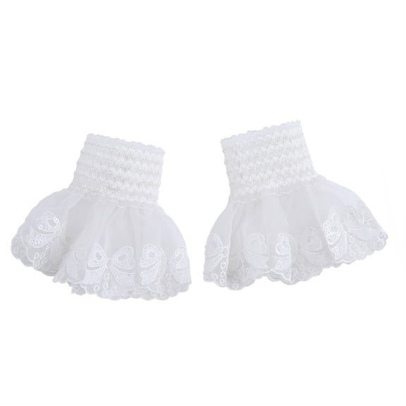 Misright Lace Trimmed Embroidery Flower Arm Sleeves Elastic Wrist Cuffs False Sleeves