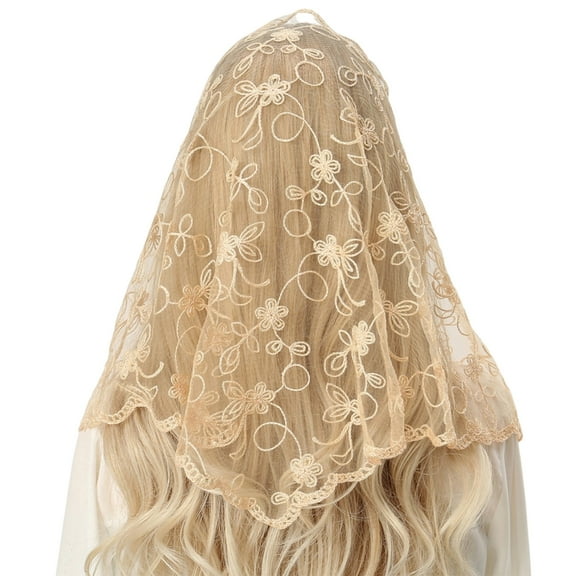 Misright Lacy Veil Spanish Head Covering for Catholic Chapel Bridal Wedding Dress Veil