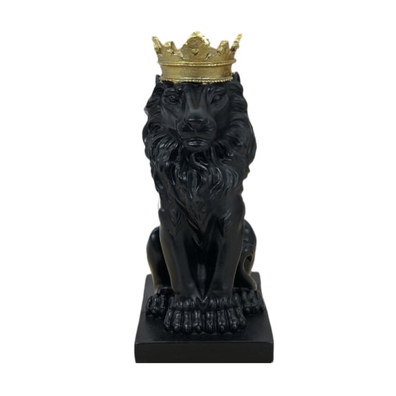 Misright Lion Crowned Statue Table top Decoration Resin Sculpture Ornament 14.5cm