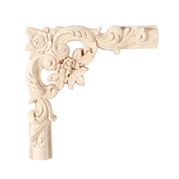 Misright Luxury French Solid Wood Corner Floral Wooden Background Wall Art Carvings