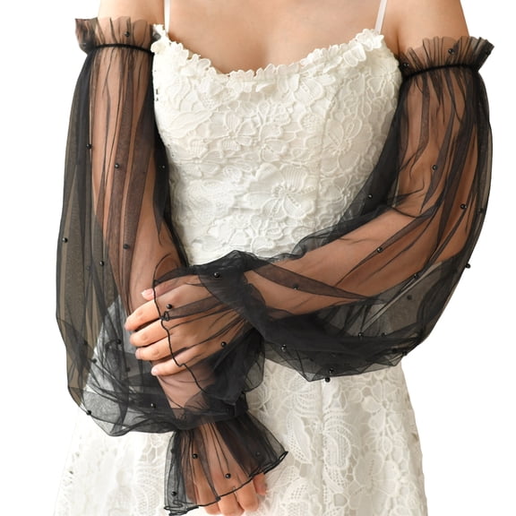 Misright Mesh Sleeve Covers For Wedding Party Decorative Lace Trim Elastic Design