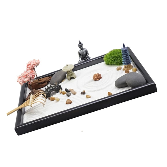 Misright Mini Desktop Meditations Sand Garden Box Set for Relaxation and Stress Relief