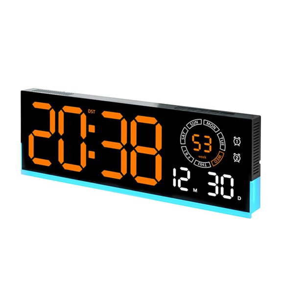 Misright Modern Electronic LED Wall Clock with Calendar Alarm and Temperature Readout