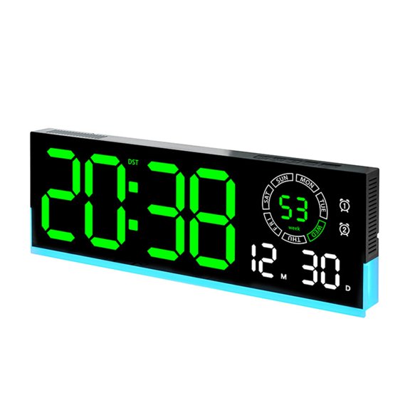 Misright Modern Electronic LED Wall Clock with Calendar Alarm and Temperature Readout