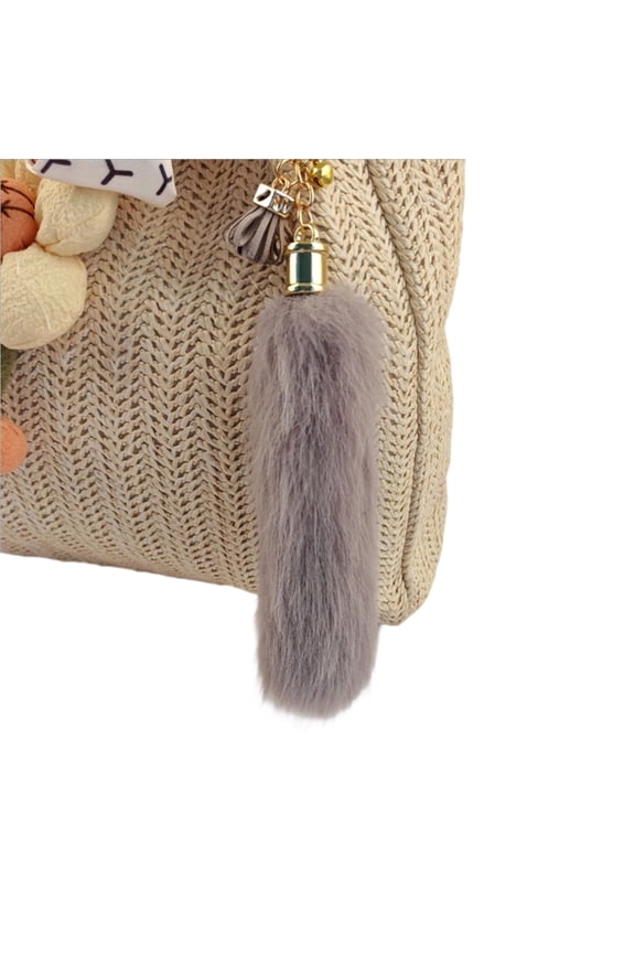 Modern Key Holder Plush Tail Design Compact For Pocket Or Backpack