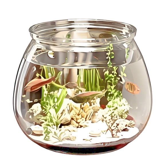 Misright Modern Round Fish Bowl Strong Plastic Great For Desktop Display