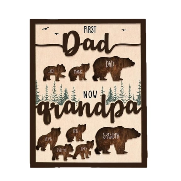 Misright Natural Finish Wooden Nameplate 20x25cm Custom Engraved Gift For Father Day