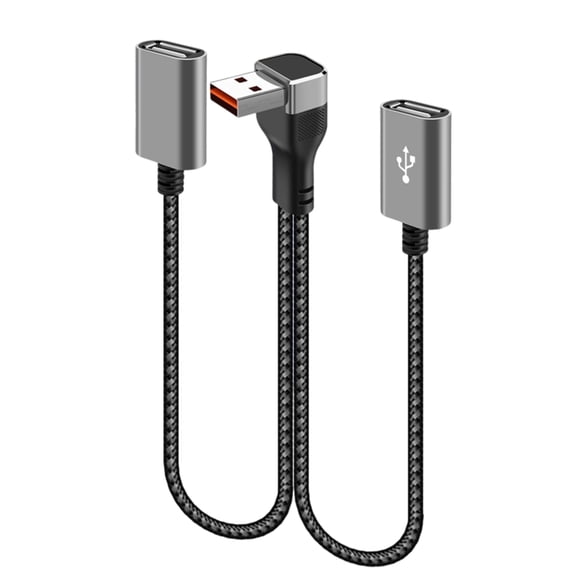 Misright Nylon Braided Right Angle USB Y Cable 66W Charging Wire Data Cable 25cm