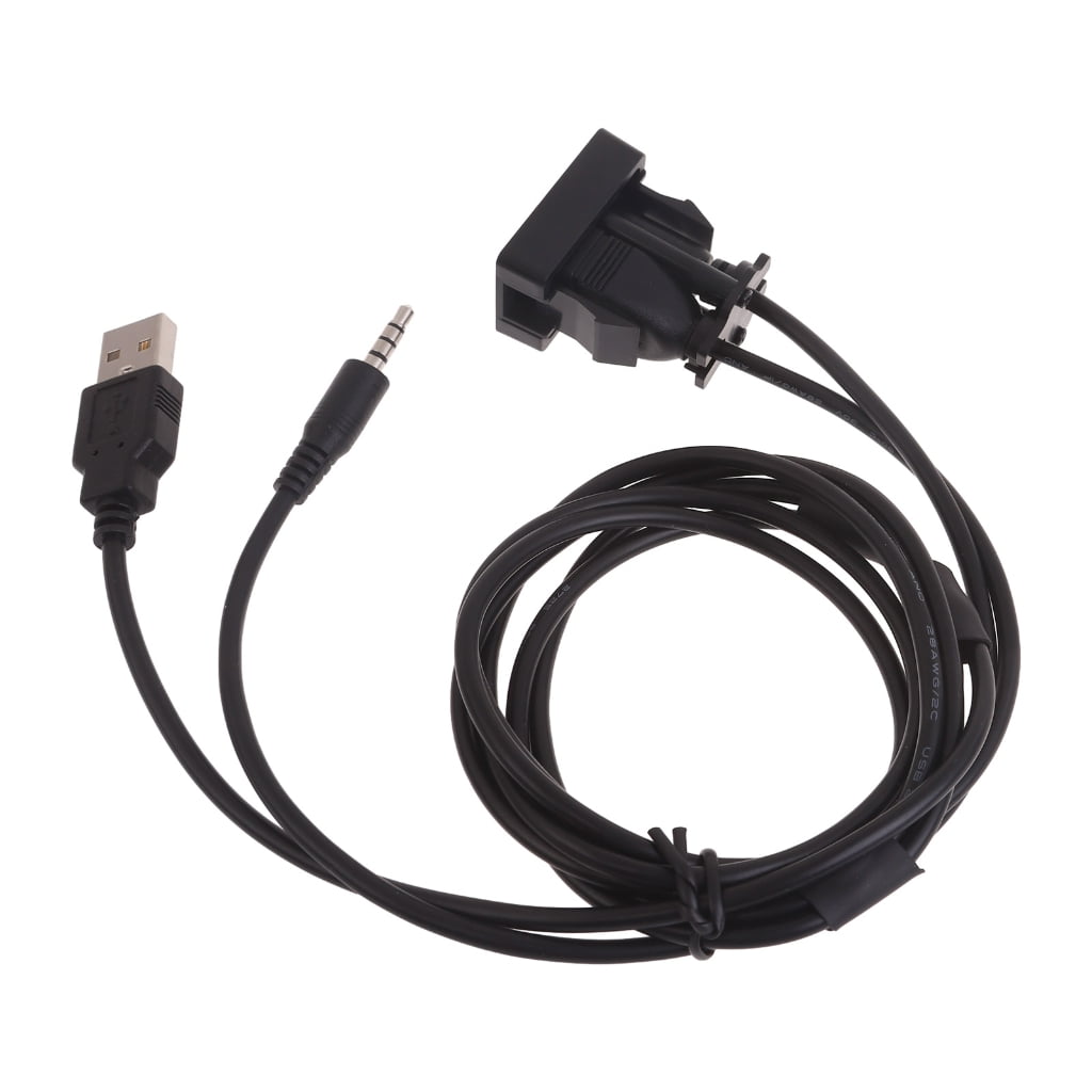 Misright Practical USB Extension Cord Dashboard Panel Mount USB+ 3.5mm ...