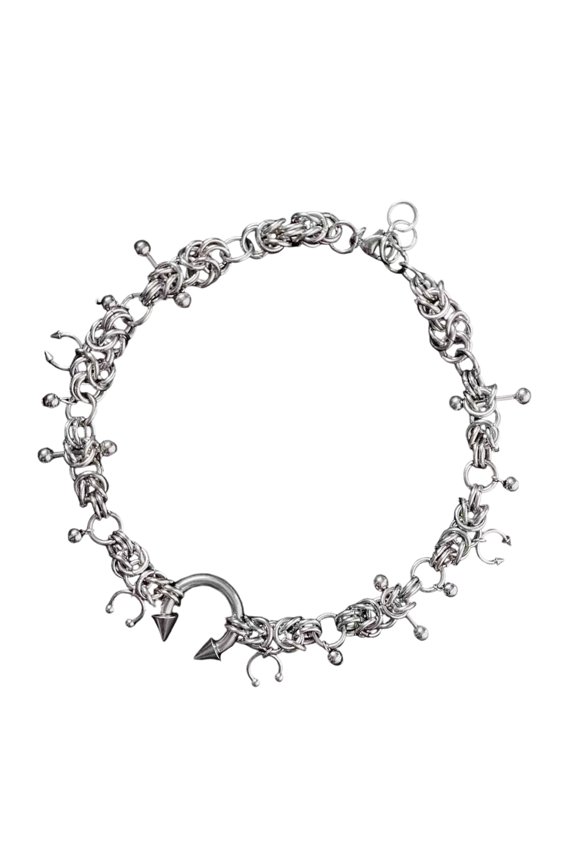 Punk Inspired Thorn Necklace Sturdy Metal Chain For Edgy Fashion Style