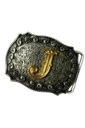 Quick Install Western Belt Buckle with Initial Center Detail
