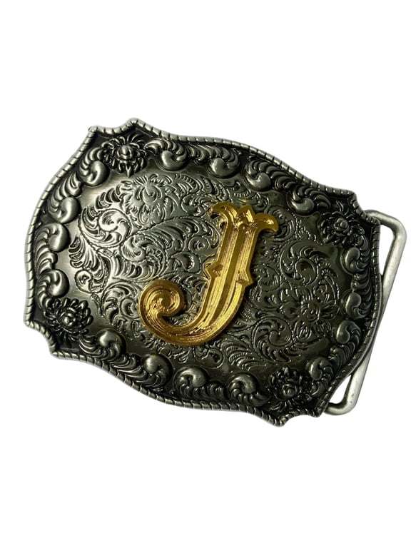 Quick Install Western Belt Buckle with Initial Center Detail