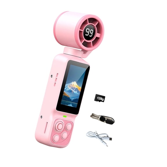 Misright Rechargeable Fan Camera with Display Screen for Travel Vlogs