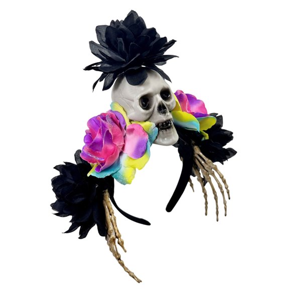 Misright Resin Skull Flower Hairband Hair Styling Accessory Halloween Party Headpiece