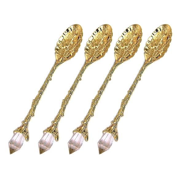 Misright Retro Crystal Head Kirsite Spoon Elegant Tableware For Dessert Salt Serving