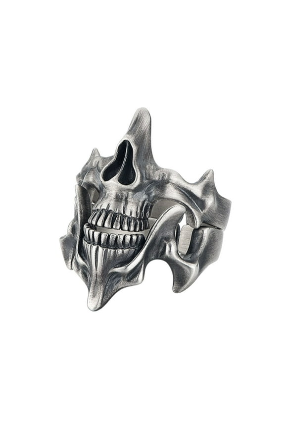 Retro Goth Men's Skull Rings in Silver Black Punk Inspired Finger Decoration
