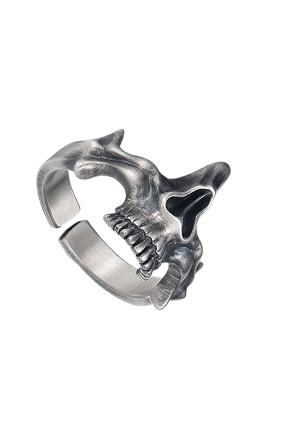 Retro Goth Men's Skull Rings in Silver Black Punk Inspired Finger Decoration