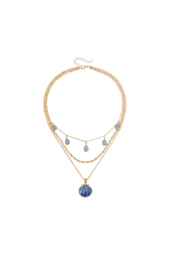 Retro Ocean Inspired Clavicle Necklace Alloy Blue Enamel Drop Jewelry Gift