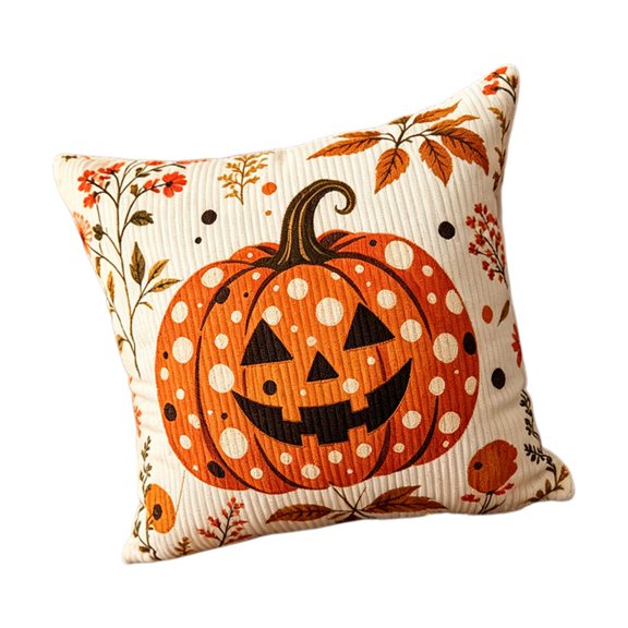 Misright Ribbed Halloween Pillow Cover, 17.7in Case for Fall Room Accent