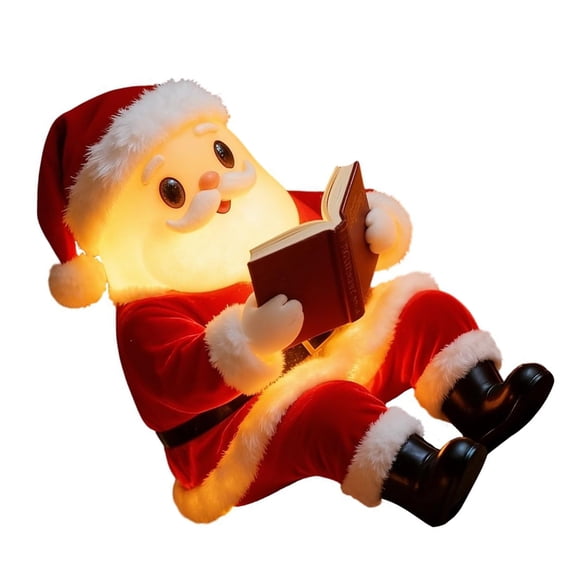Misright Santa Reading Book Resin Desk Lamp Warm LED Light Seasonal Home Decors Gift