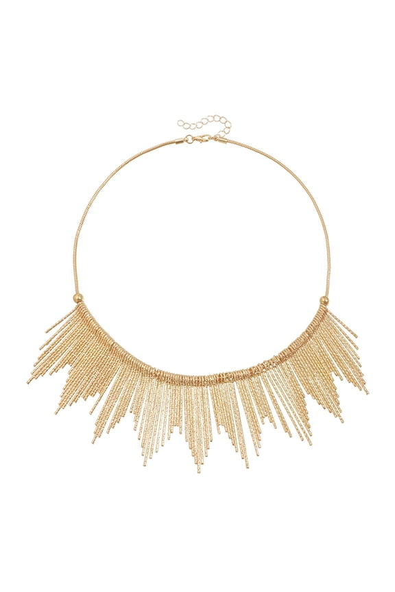 Shimmering Fringe Pendant Collar Necklace With Adjustable Chain For Daily Wear