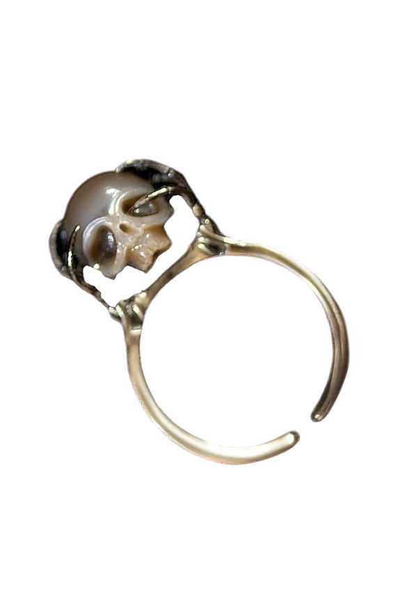 Skull Band Adjustable Sizing Distressed Metal Pearls Gothic Accessory