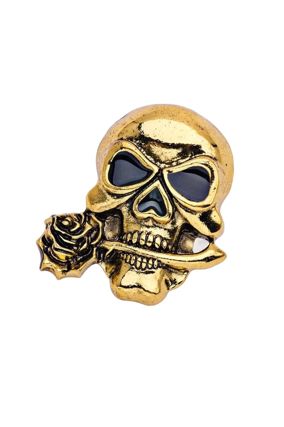 Skull and Rose Brooch Punk Accessory Alloy Pin With Sturdy Fastener