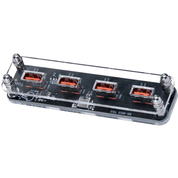 Misright Small 4 Port USB Charging Hub Featuring Clear Base for Easy Monitoring