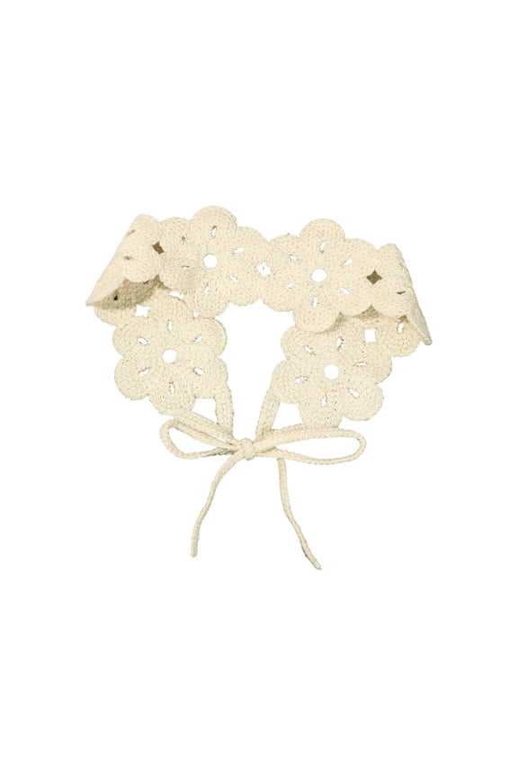 Soft Polyester Flower Headband with Crochet Texture for Daily Wear