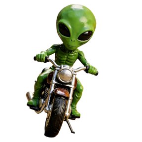 Misright Space Theme Ornament Resin Alien Motorcycle Figurine for Home Shelf Display
