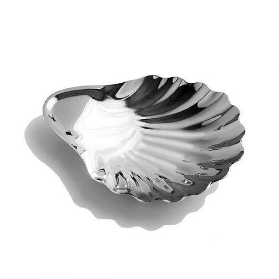 Misright Stainless Steel Shell Shape Snacks Plate Rounded Edges Jewelry Tray Home Use