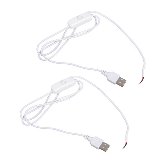 Misright Switchable USB A Male to 2 Pin Bare Wire Power Supply Cord for Fan Light