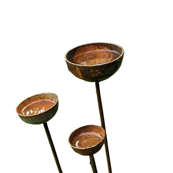 Misright Three Piece Garden Bird Water Station with Insert Post Bowls